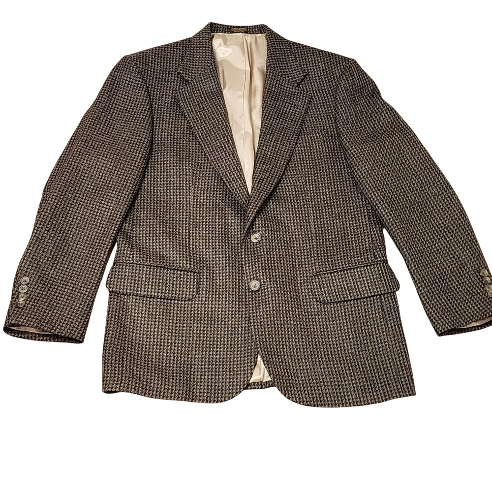 Oscar De La Renta Sport Coat Mens 40 Brown Wool Tweed Two Button Blazer